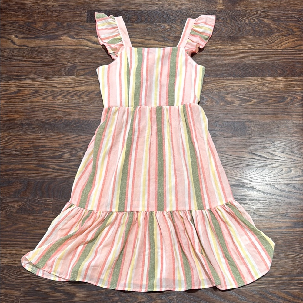 Striped Pink and Green Kids Dress